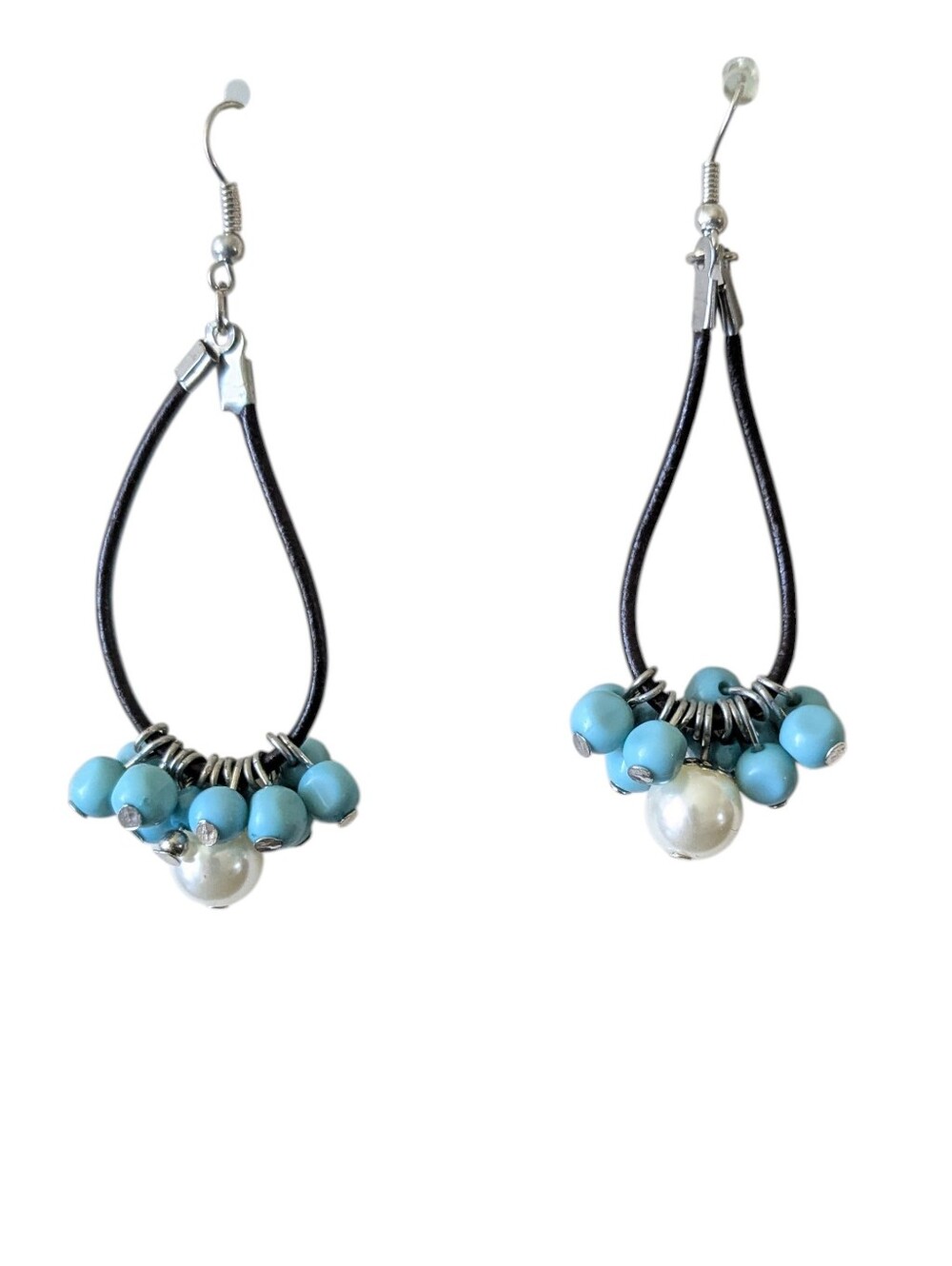 New Blue Bead and Pearl Drop Earrings